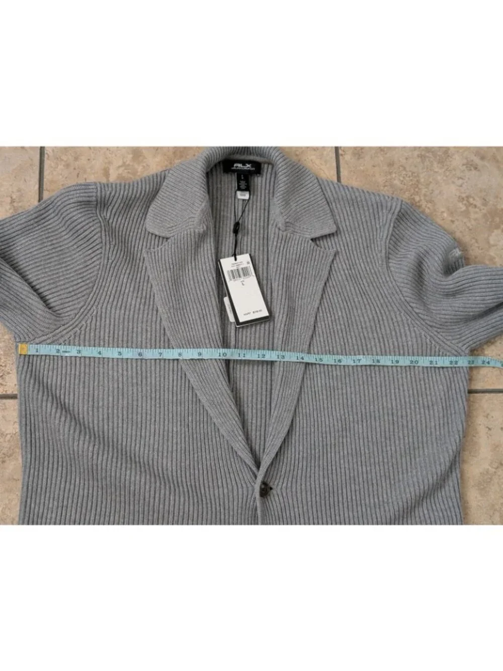 RLX Ralph Lauren Cotton Coolmax Cardigan SweaterSz L Notch Collar Preppy Golf